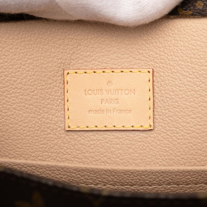 Louis Vuitton Monogram Sac Plat Handbag Tote Bag M51140 Brown Leather