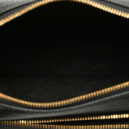 Christian Dior Dior Caro Double Pouch Shoulder Bag Black Leather