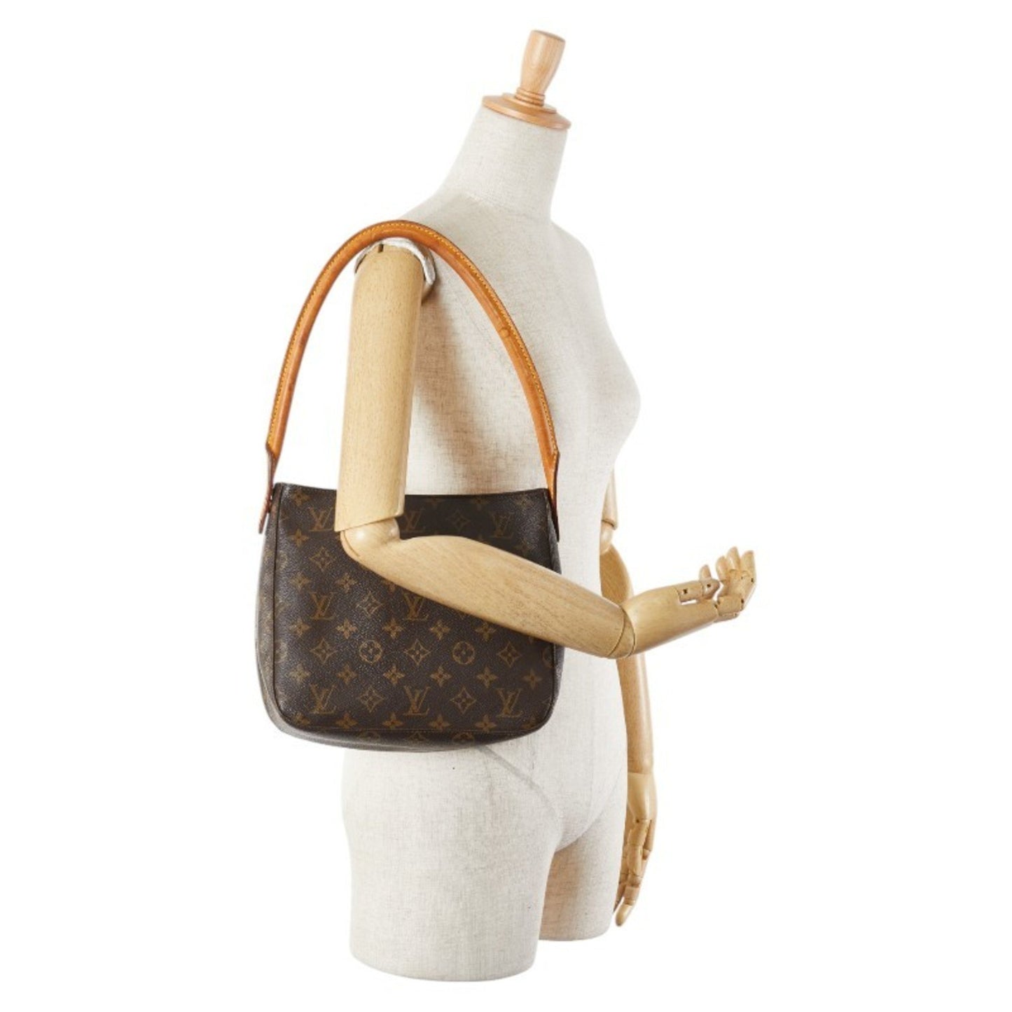 Louis Vuitton Monogram Looping Mm Bag Handbag M51146 Brown Pvc Leather