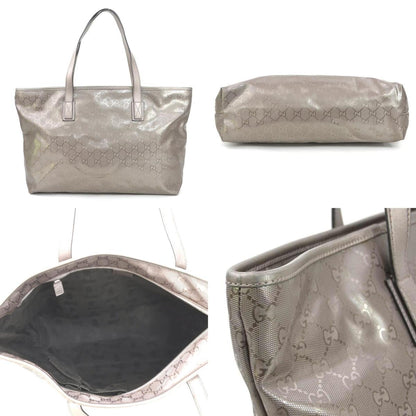 Gucci Handbag Gg Imprime Leather Metallic Brown