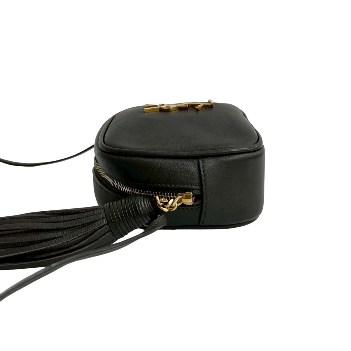 Yves Saint Laurent Saint Laurent Paris Ysl Logo Tassel Leather Mini Shoulder Bag/Pochette In Brown