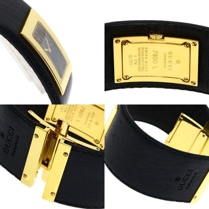 Gucci 7800L Square Face Watch Gp/Leather