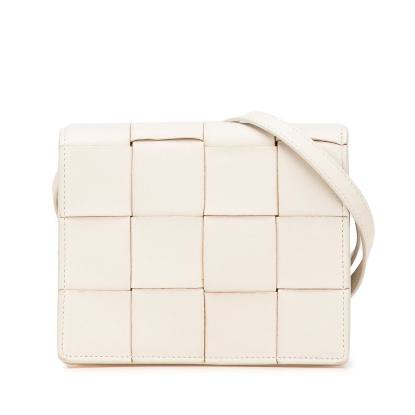 Bottega Veneta Maxi Intrecciato Cassette Crossbody Shoulder Bag 574051 Off-White Leather