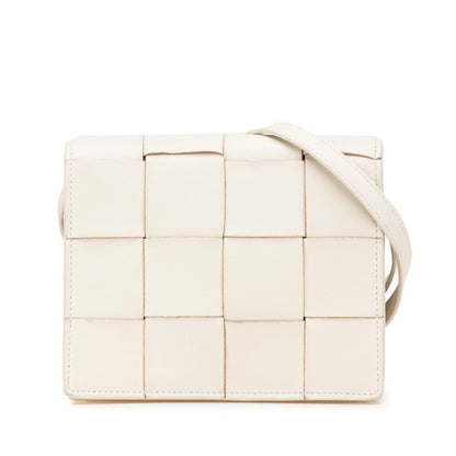 Bottega Veneta Maxi Intrecciato Cassette Crossbody Shoulder Bag 574051 Off-White Leather