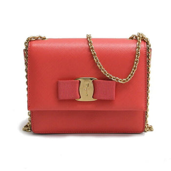 Salvatore Ferragamo Vara Ribbon Chain Shoulder Bag Coral