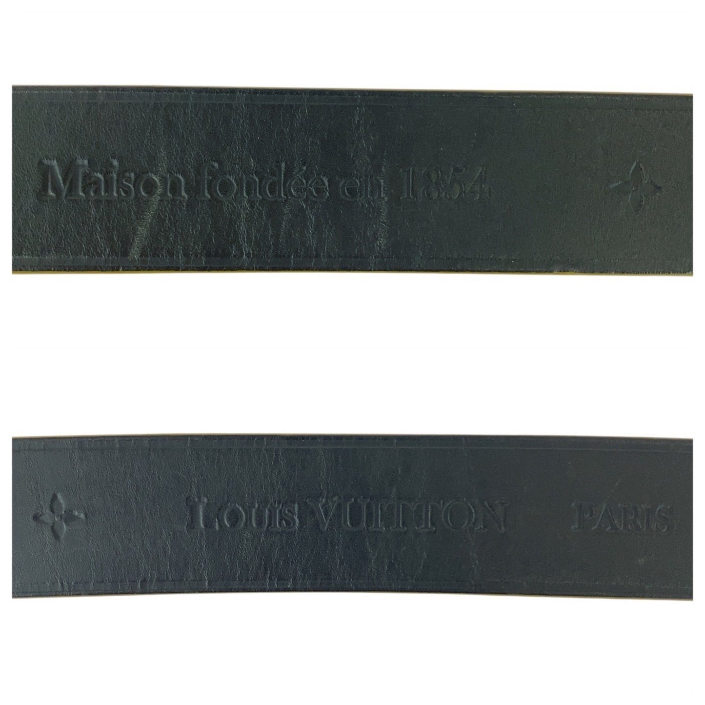 Louis Vuitton 95Cm/38 Inch Black Leather Belt With Silver Hardware