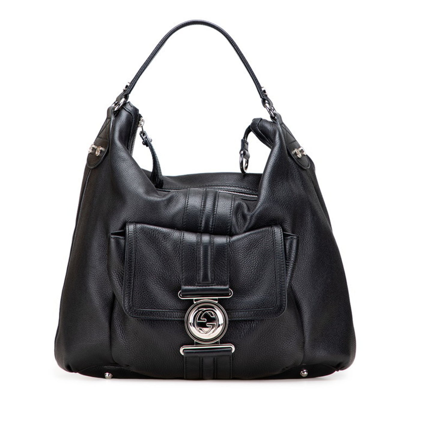 Gucci Interlocking G Handbag 232935 Black Leather
