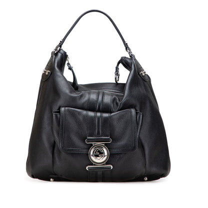 Gucci Interlocking G Handbag 232935 Black Leather
