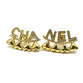 Chanel Chanel Earrings Gold Gp Heart Rhinestone B23P Accessories Ear Piercings -
