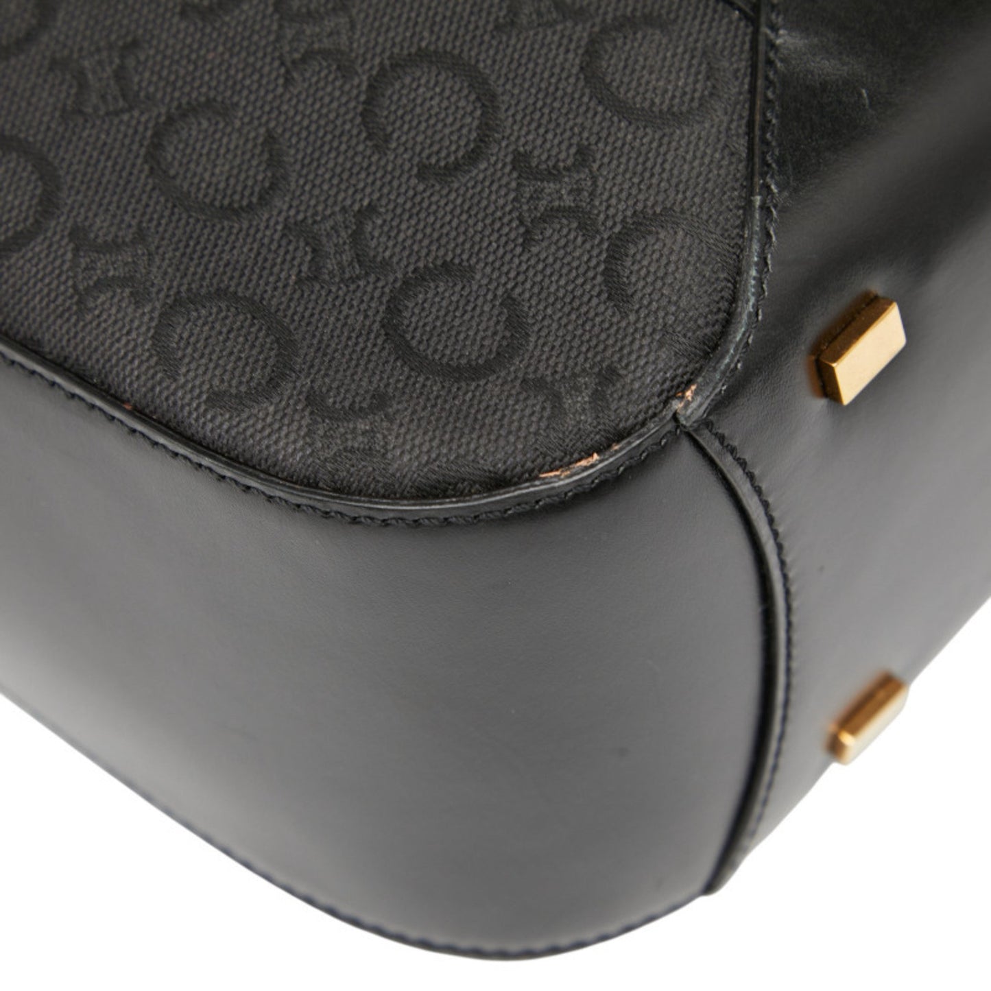 Celine C Macadam Handbag Tote Bag In Black Canvas