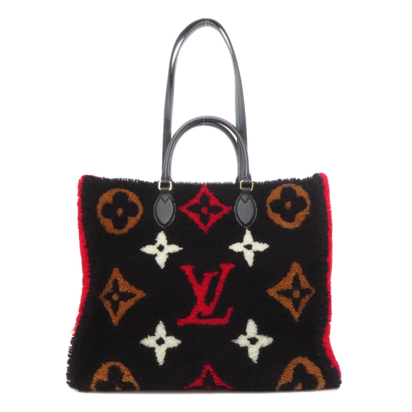 Louis Vuitton M55421 Monogram Teddy On The Go Gm Tote Bag In Shearling