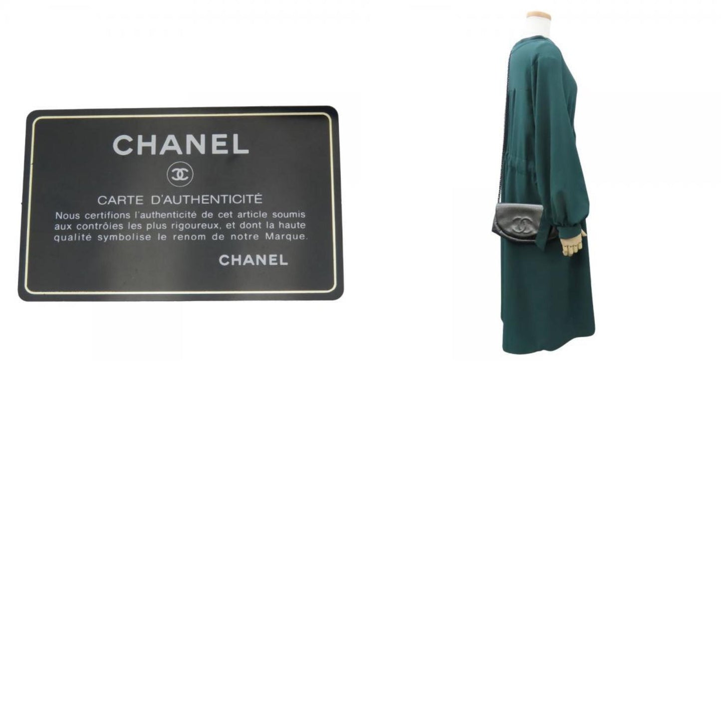 Chanel Half Moon Chain Wallet Shoulder Bag In Metallic Soft Caviar Leather With Silver Coco Mark