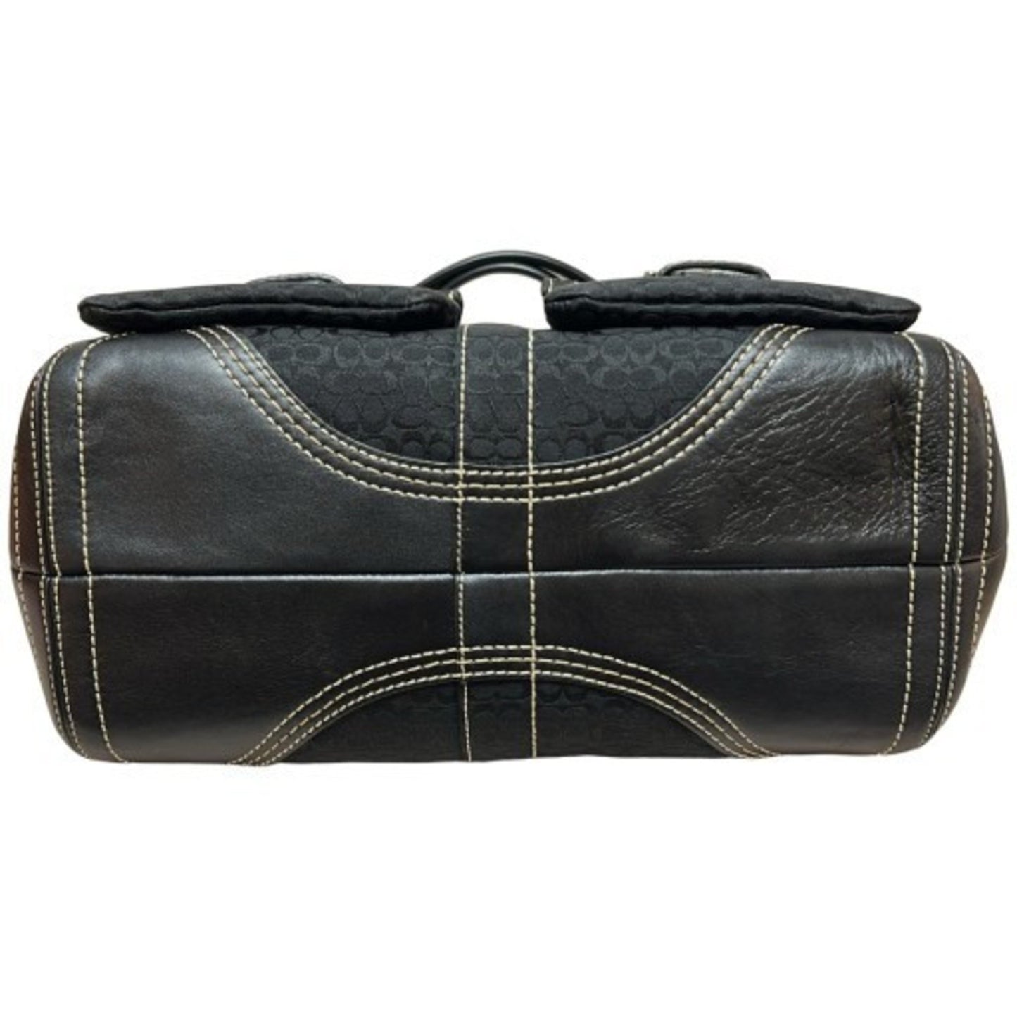 Coach Mini Signature Soho Double Pocket Handbag 3646 Black Canvas Leather (Mikunigaoka Store)