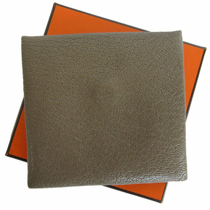 Hermes Hermes Wallet/Coin Case Bastia Leather Greige