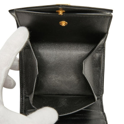 Saint Laurent Ysl Cassandra Tri-Fold Compact Wallet 692061 Black Leather