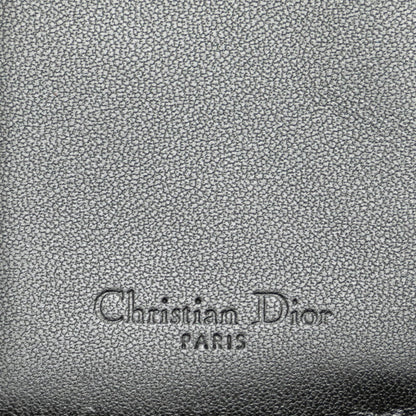 Christian Dior Dior Cannage Tri-Fold Wallet Compact Black Leather