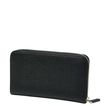 Bvlgari Man Round Zip Long Wallet Black Leather