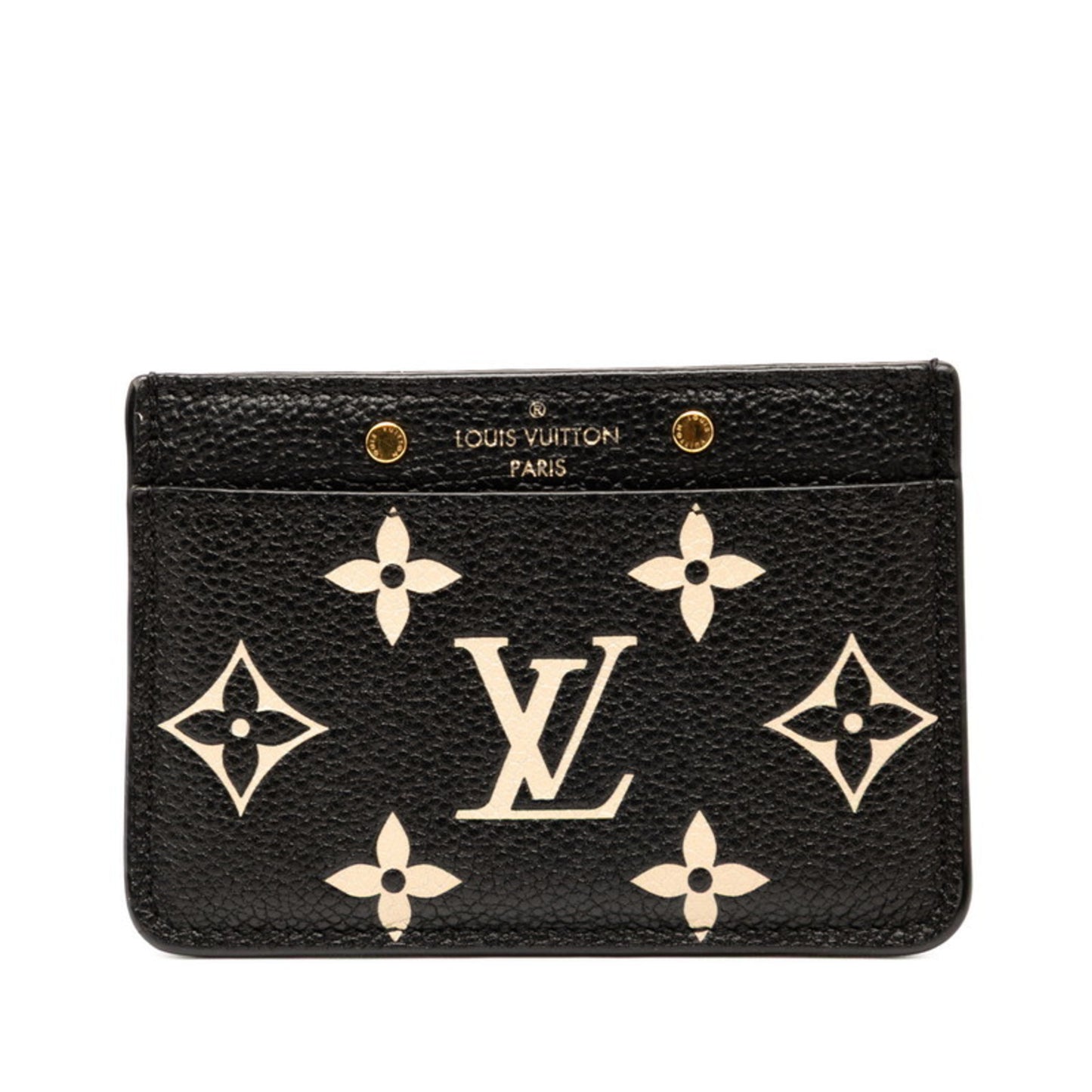 Louis Vuitton Two-Tone Monogram Empreinte Porte Carte Sample Business Card Case M81022 Black Beige