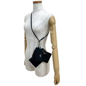 Prada Re-Nylon Triangle Logo Hardware Nylon Pouch Shoulder Bag Smartphone Case Black 20924