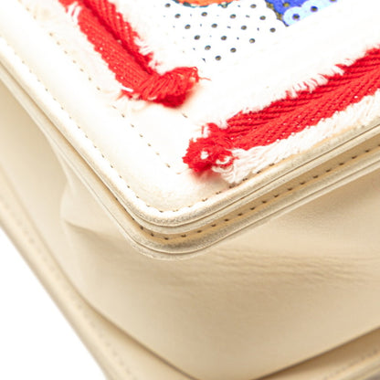 Chanel Boy Chanel Coco Mark Cuba Chain Shoulder Bag In White