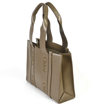 Chlo Chloe Woody Medium Tote Bag Calf Army Green