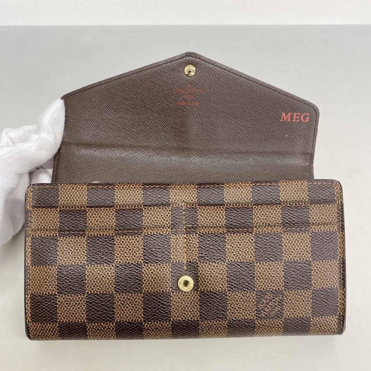 Louis Vuitton Damier Portefeuille Sarah Long Wallet N63209 Ebene