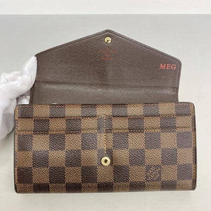 Louis Vuitton Damier Portefeuille Sarah Long Wallet N63209 Ebene