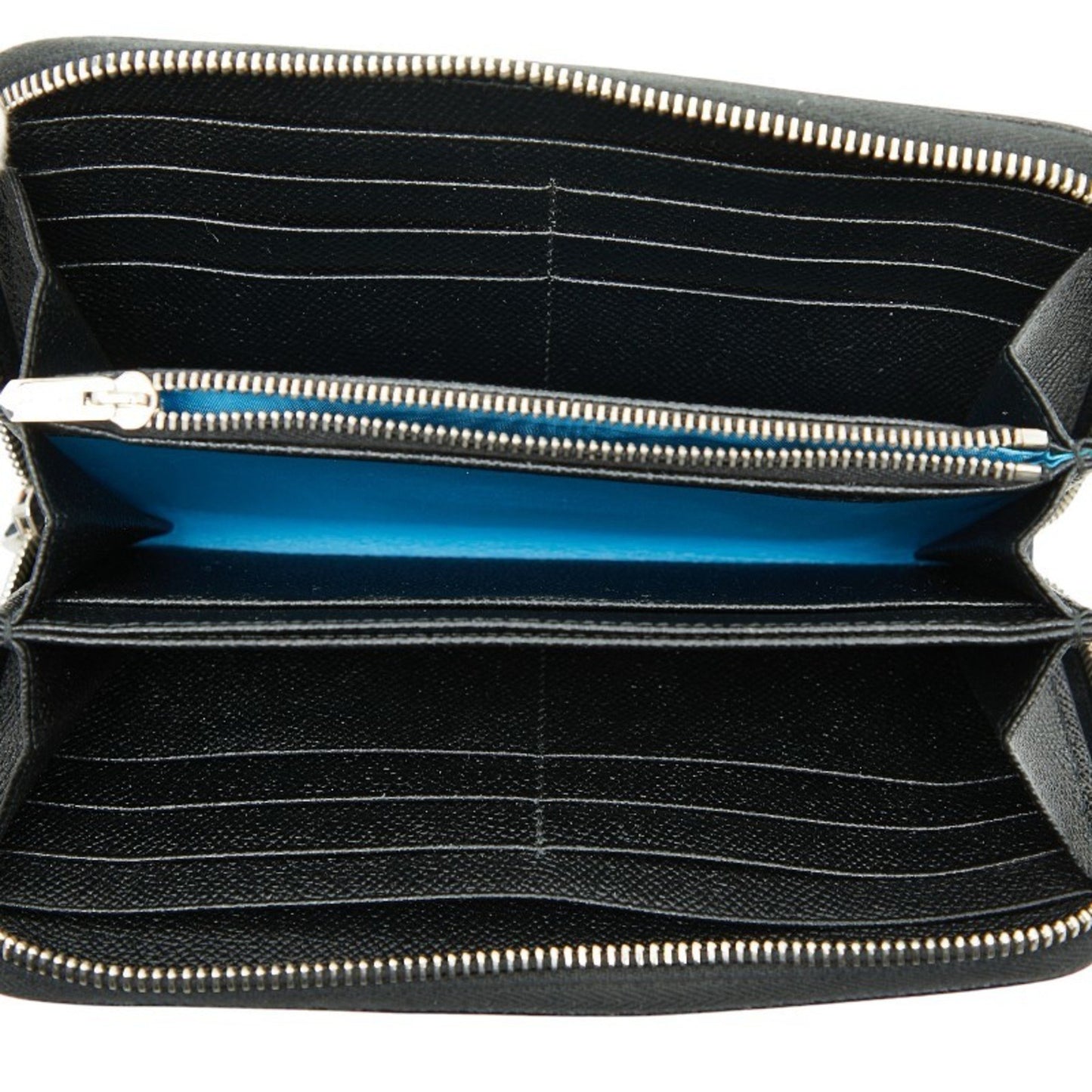 Bvlgari Man Round Zip Long Wallet Black Leather