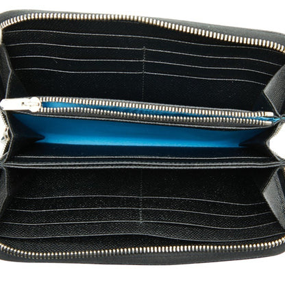 Bvlgari Man Round Zip Long Wallet Black Leather