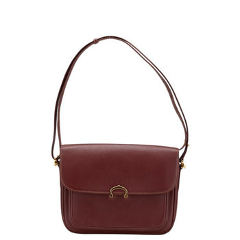 Cartier Must Line Shoulder Bag Wine Red Bordeaux Leather