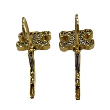 Celine Triomphe Rhinestone Earrings In Gold Color