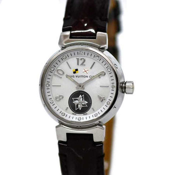 Louis Vuitton Watch Tambour White Shell Silver Brown Amaranth Love Cup Q12Mo Ss Patent Leather
