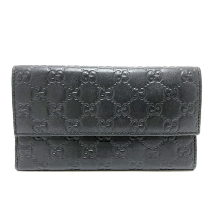 Gucci 257303 Shima Line Gg Wallet Long Embossed All-Over Pattern Tri-Fold Leather