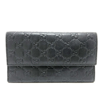 Gucci 257303 Shima Line Gg Wallet Long Embossed All-Over Pattern Tri-Fold Leather