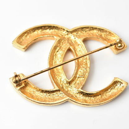Chanel Brooch Pin Here Mark Rhinestone Gold