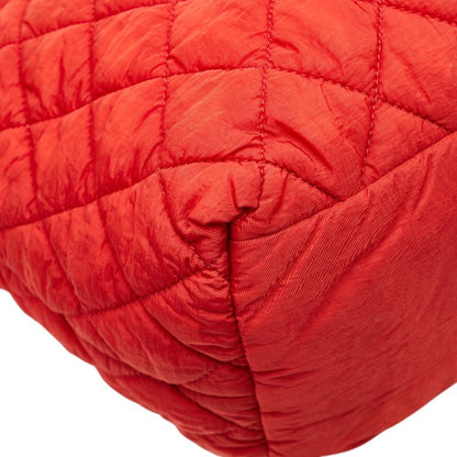 Chanel Coco Mark Cocoon Reversible Quilted Handbag Tote Bag Red Nylon