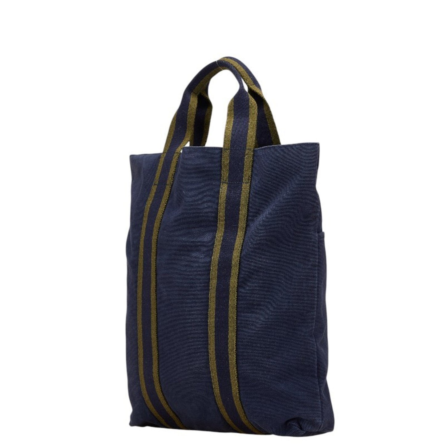 Hermes Foul Tote Cabas Bag Handbag Navy Green Canvas