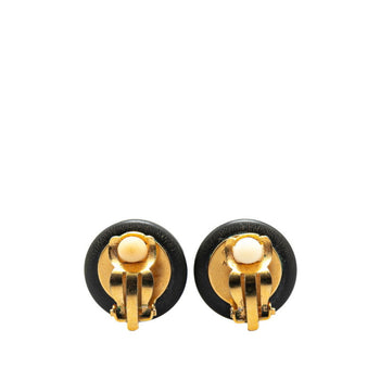 Vintage Chanel Coco Mark Round Earrings In Black And Gold
