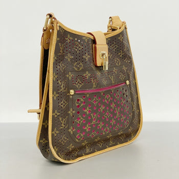 Louis Vuitton Monogram Perforated Musette Shoulder Bag M95172 Brown Fuchsia