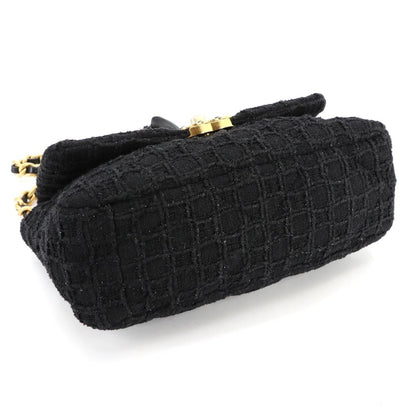 Chanel 19 2Way Hand Chain Shoulder Bag Tweed Leather Black As1160