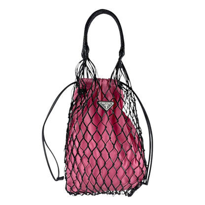 Prada Prada Handbag Leather Nylon Black Pink Silver