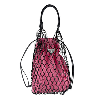 Prada Prada Handbag Leather Nylon Black Pink Silver