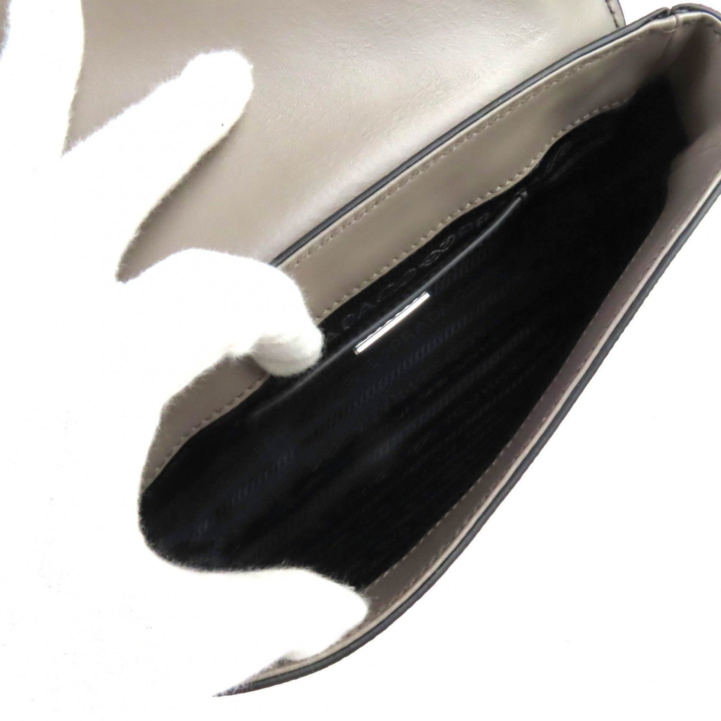 Prada 2Vd065 Saffiano Leather Argilla Shoulder Bag With Triangle Logo Plate