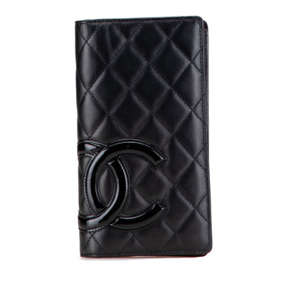 Chanel Cambon Line Coco Mark Long Wallet In Black Lambskin