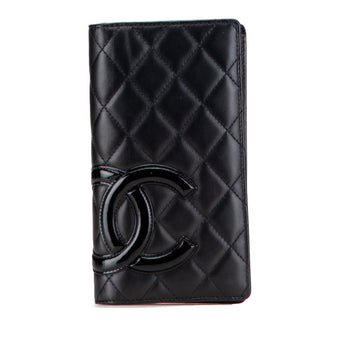 Chanel Cambon Line Coco Mark Long Wallet In Black Lambskin