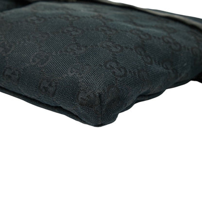 Gucci Gg Canvas Waist Bag/Shoulder Bag 28566 Black Leather