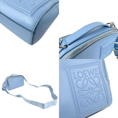 Loewe Shoulder Bag Crossbody Camera Mini Leather Blue Silver