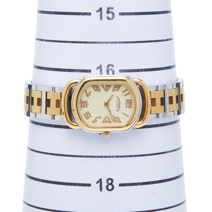 Herms Rallye Watch Ra1.240 Quartz Beige Dial Stainless Steel Plated