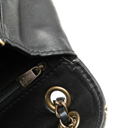 Chanel Coco Mark Wild Stitch Chain Shoulder Bag In Black Lambskin