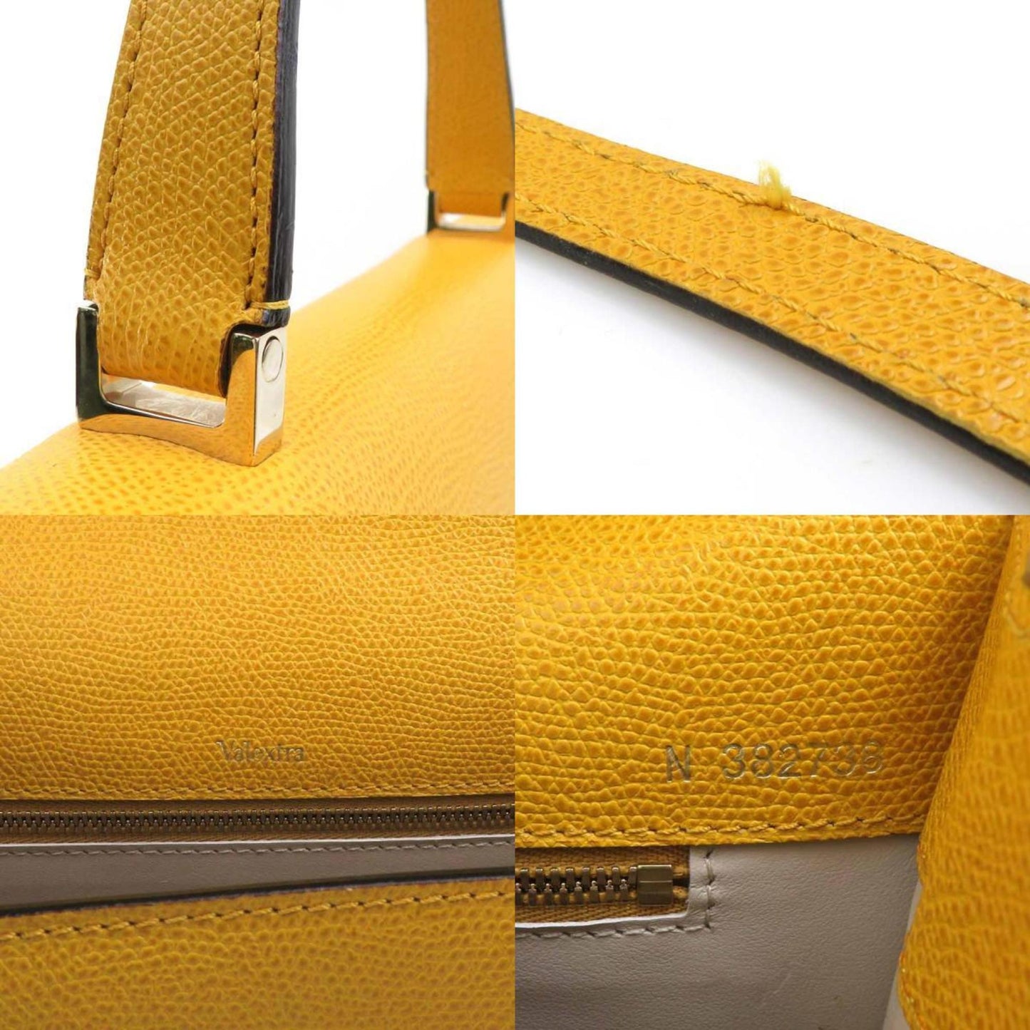 Valextra Iside Medium Handbag/Shoulder Bag In Yellow Leather